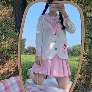 TBZ 핑크 눈꽃자수 수줍은토끼 마린 세라복 프레피룩 긴팔