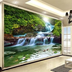 파니식  벽화 벽지 3D 폭포 자연 풍경 거실 TV 소파 침실 서재 홈 장식