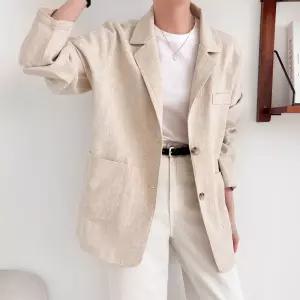 [옷자락] 여자 린넨자켓 루즈핏 투포켓 하객룩 심플 여름 자켓