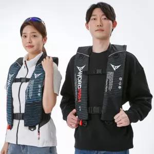 XL(대) 스트라이프 기본형 자동팽창식 구명조끼 KC 국내생산 수분감지 낚시