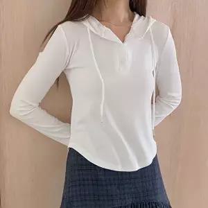 [옷자락]여자 버튼 긴팔후드티 잔골지 굴림 데일리룩 티셔츠