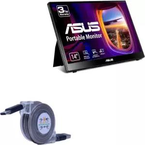 ASUS ZenScreen 잉크 휴대용 터치스크린 모니터(MB14AHD)와 호환되는 박스웨이브 케이블 14인치 - miniSync