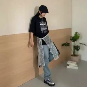 [옷자락]여성용 레이스 시스루 랩 스커트 리본무늬 치마 비침