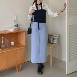 [옷자락]여성 뒷밴드 면 투핀턱 앞트임 롱스커트 치마