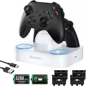 뉴데리 컨트롤러 Xbox용 충전소 One/시리즈 X S 2x5280mWh 충전식 배터리 팩 4개의 커버가 있는 듀얼
