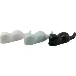 SQXBK 3PCS 페인트 브러시 받침대 9.3x2.5x3.2cm 세라믹 귀여운 고양이 모양 스탠드 화 펜 젓가락 수미