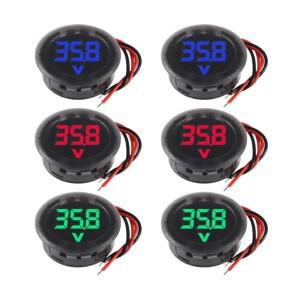 4개 DC 4-100V 자동차 전압 게이지 LED 디지털 디스플레이 12V 24V 방수 볼트미터 원형 볼트 감지기 테스터