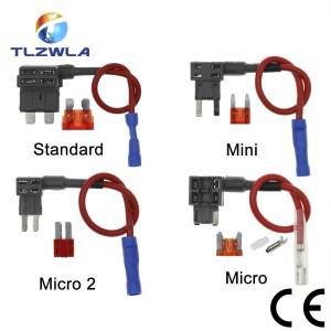 12V 미니 소형 소형 중형 자동차 퓨즈 홀더 10A 마이크로 표준 ATM 블레이드 퓨즈가 회로 추가 탭 어댑터