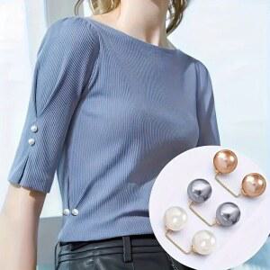 8PCS 진주 미끄럼 방지 조절 스카프 드레스 고정핀 브로치 안전 허리 장식 칼라 안전핀