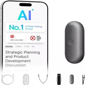 Plaud NotePin S AI 음성 녹음기 웨어러블 노트테이커 전사 및 요약 112개 언어 지원 64GB 메모리 4개