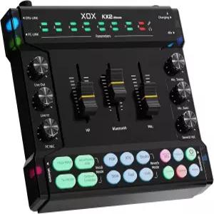 XOX Kx2 휴대용 스트리밍 오디오 믹서 PC/휴대폰용 48V 팬텀 파워 XLR 및 3.5/6.5mm 마이크 인터페이스가