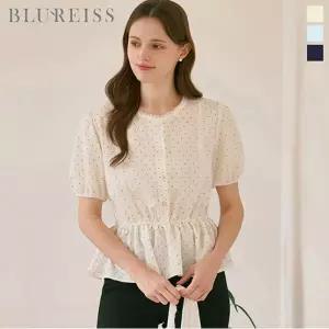 [블루레이스] 레이스 포인트 도트 나염 블라우스_B6M3BL6011