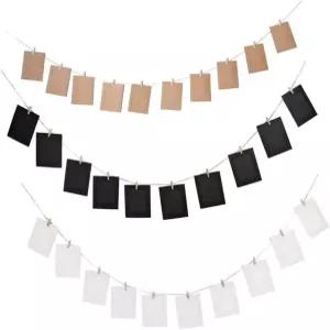 ULTECHNOVO 10pcs 크라프트 종이 사진 액자와 클립 및 스트링 레트로 걸이 된 장식 아트 프로젝트