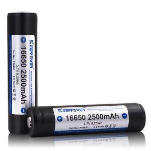 KeepPower 손전등용 보호 충전식 리튬 이온 배터리 16650 3.7V 2500mAh