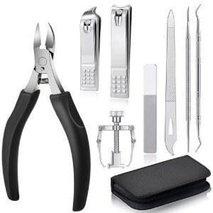 손톱정리기 8PCS 네일 클리퍼 된 발톱 내재 스틸 손톱관리기 스테인레스 세트 두꺼운