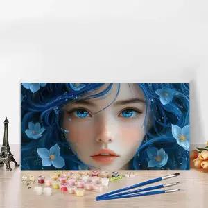 소녀 숫자 유화 키트 색칠공부 손으로 직접 그린 DIY 그림 꽃 캔버스 어른의 수공예 예술 집 침실 현대