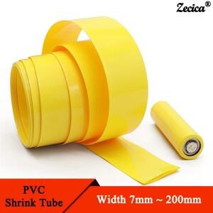 1m 20m 18650 배터리 팩 랩 PVC 열 수축 튜브 노란색 7mm 절연 케이블 슬리브 보호 필름 케이스