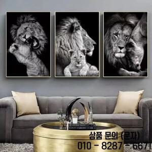 흑백 야생 동물 사자 캔버스 그림 가족 포스터 인쇄 현대 벽 예술 사진 거실 홈 데코