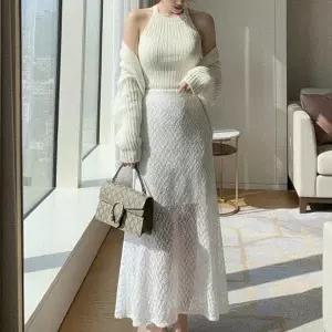 [다잇템] 여자 쁘띠 스웨터 속치마 비침 롱 원피스24548693588872