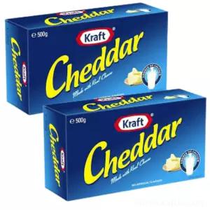 2 x 500g 팩 천연 치즈로 만든 크래프트 체다 호주산 500그램 블록