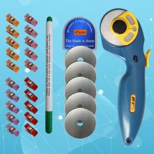 클립이있는 로터리 커터 세트워터 지우기 펜 예비 블레이드 퀼트 가죽 절단 공예에 이상적 DIY 재봉 액세서