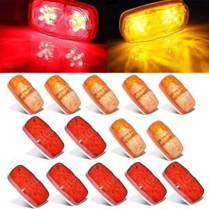 NPAUTO 14PCS 트레일러 마커 LED 조명 4x2 인치 더블 불시 7 앰버 및 레드 10 사이드 표면 장착 트럭 RV