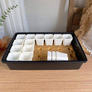 24칸 치어 키우기 화분 7사방침수분 다육식물 잎삽입 플라스틱 작은 검은사방접시 뚜껑