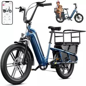 좌석이 있는 시시가드 패밀리 전기 자전거 - 1500W 28MPH 지방 타이어 48V 15Ah 탈착식 배터리 스텝 스루