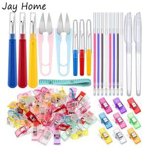 29피스 손 바느질 도구 세트 퀼트 클립 및 솔기 리퍼 DIY 자수 재봉 열 지울 수있는 패브릭 마킹 펜
