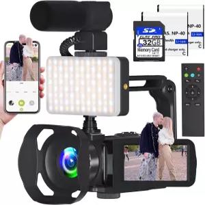 VETEK 비디오 카메라 8K 캠코더 48MP UHD WiFi IR 브이로그 유튜브용 8배 디지털 30 u20C LCD 화면 마이크