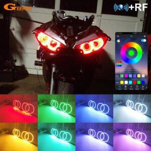 Yamaha Yzf R6 2003 BT 앱 RF 원격 멀티 컬러 울트라 브라이트 RGB LED 엔젤 아이즈 키트 헤일로 링