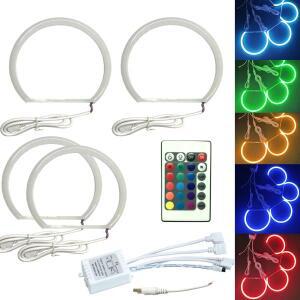 4개 131mm E36 엔젤 아이즈 RGB 컬러풀 멀티컬러 LED 자동차 헤일로 반원형 주간 주행등 BMW E46 E39 E38용