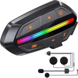오토바이 블루투스 헤드셋 큰 소리의 5.3 헬멧 스피커 RGB 조명 및 1000mAh 배터리 운전자용 노이즈 캔슬링