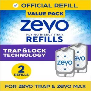 Zevo 실내 곤충 트랩 리필 플러그인 장치용 2팩 카트리지 날것 초파리 및 집파리 잡기 무취 지저분함 없음