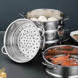 스테인리스강 음식 찜기 두꺼운 생선 찌는 롤빵 더블 이어 주방 도구 배수 바구니