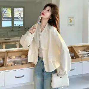무천도사 여성용 여성 봄 코트 테일러드 재킷 쇼트 KKE1