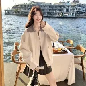 무천도사 봄 여자 여성용 재킷 테일러드 배색 코트 KKE1