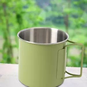 스텐 캠핑컵 카키 350ml 머그 등산용컵 맥주잔 머그컵 vuy7+1uuH