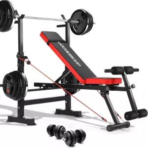 OppsDECOR 조절 가능한 웨이트 벤치 세트 탈착식 조정 다리 캐치 600LBS 접이식 프레스 스쿼트 랙 플랫