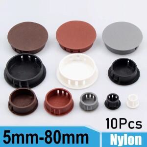 10피스 스냅온 홀 플러그 5mm ~ 80mm 원형 플라스틱 블랭킹 엔드 캡 튜브 파이프 인서트