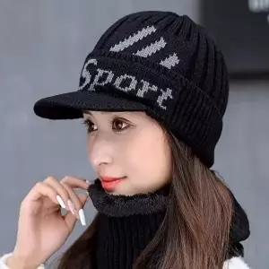 여성 니트모자 넥워머세트 방한모자 두건 후드워머-WFNVDCI