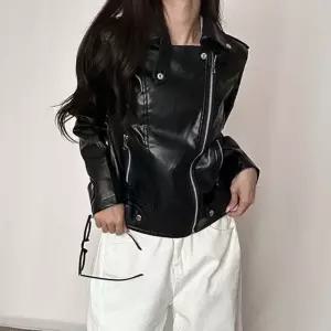 (스타일하우스)레더자켓 가죽재킷 JK 슬림핏 여성 유광 지퍼 라이더