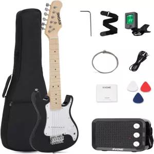 30인치 일렉트릭 기타 키트 초보자 완비 번들 부드러운 핑거보드 경량 디자인 5W 연습 긱백 튜너 스트랩