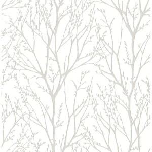 NuWallpaper 트리탑스 필 앤 스틱 벽지, 흰색 및 오프 화이트, 탈착식 20.5인치 x 18피트