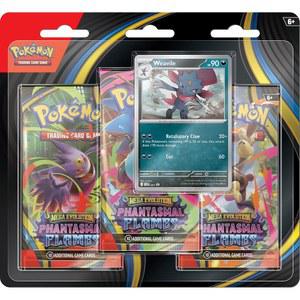 포켓몬 TCG: 메가 에볼루션 u2014 팬타스말 플레임스 트리플 팩 직조기(포일 프로모션 카드 1개와 부스터 3개)