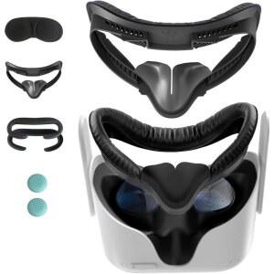 Oculus Quest 2 액세서리용 가죽 땀 인터페이스 안면 코 폼 6 in 1 세트 커버 Han sen 2개 VR 페이스 쿠션 방지 브래킷 패드 교체 쉐이크 스틱