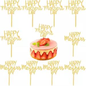 10개 어머니의 날 케이크 토퍼 생일 축하 아크릴 컵케이크