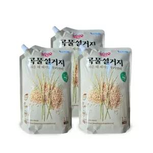트리오 곡물설거지 우리현미 주방세제 리필 1.2L x 3개 기름때제거