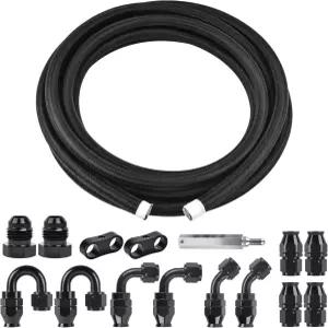 이블 에너지 4AN PTFE 연료 라인 키트 20FT E85 땋은 호스 자동차용 블랙 나일론