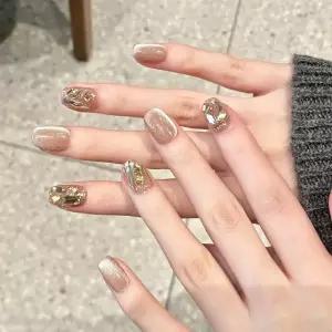 코코로 샴페인 다이아 블링 젤 네일팁 (24pcs)